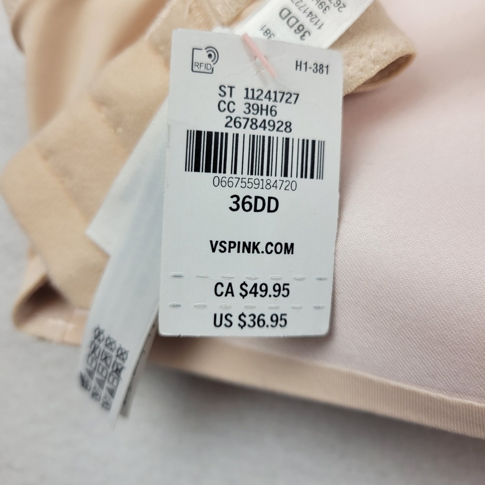 PINK Victorias Secret Wear Everywhere Push Up‎ Wire-Free Bra Nude Beige 36DD - Picture 9 of 13